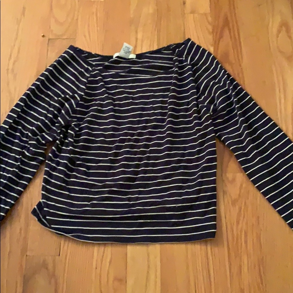 forever 21 black and white striped semi crop top
